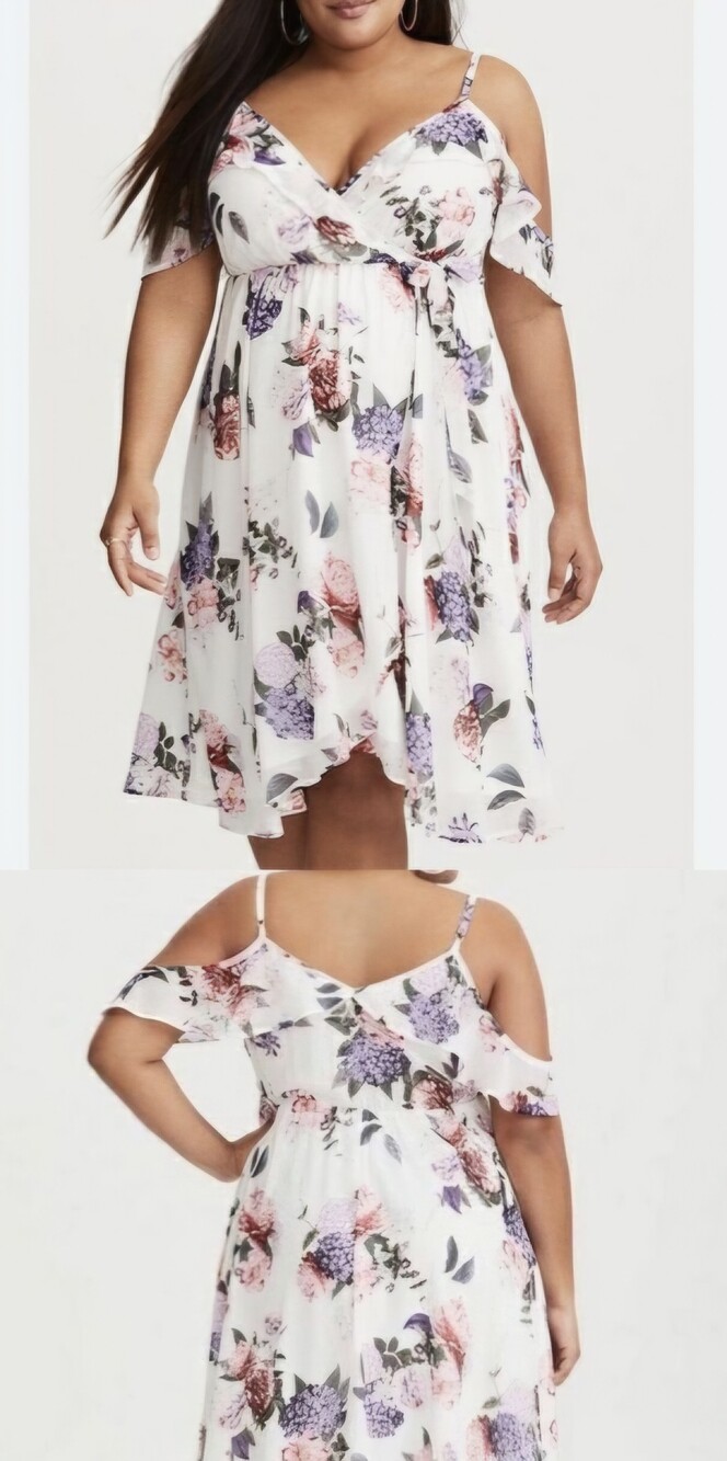 Torrid Floral Dress in White & Pink